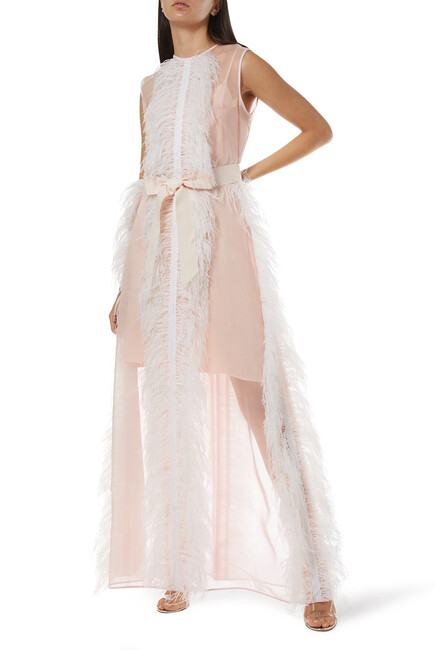 Beau Feather-Trimmed Gown